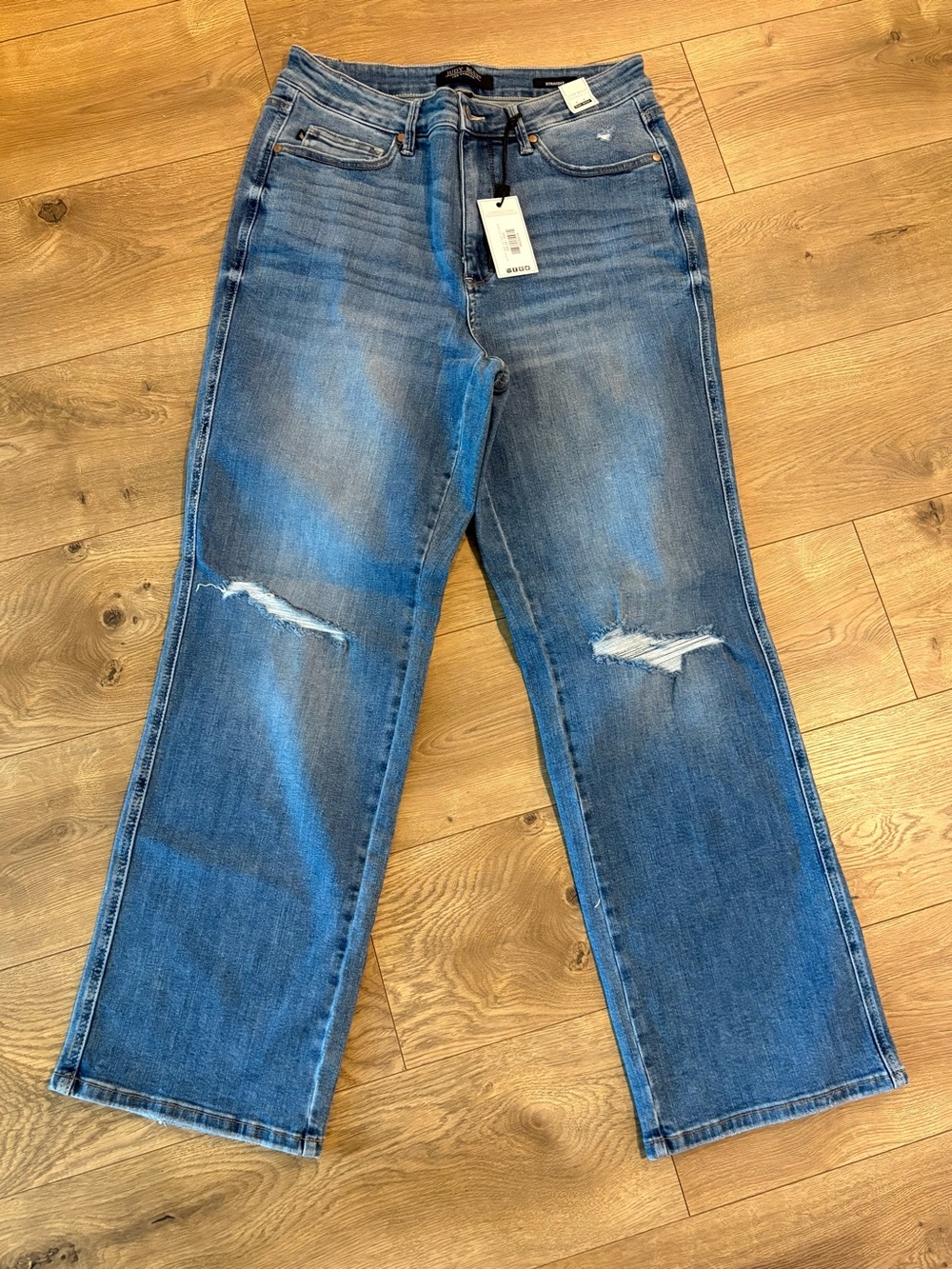 Judy Blue Straight High Rise Jeans Womens 16W Blue Medium Wash